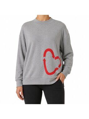 NEW Preloved Grey Mock Neck Heart Appliqué Sweatshirt - Medium